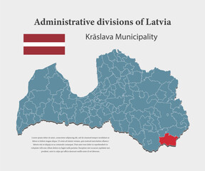Fototapeta premium Vector map Latvia, Kraslava municipality