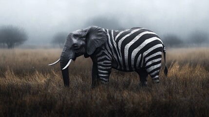 Fototapeta premium Elephant with zebra stripes