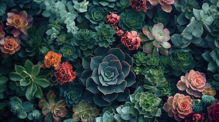 Botanical Background with Succulents. Natural Wallpaper with Exotic Plants.