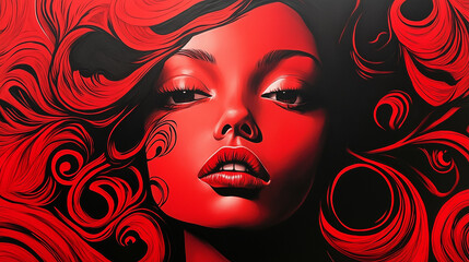 Woman in retro pop art style. A colorful painting in an abstract style depicting a beautiful woman. AI generation