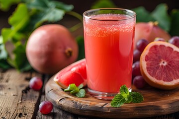 Refreshing Grapefruit and Pomegranate Juice with Fresh Fruits