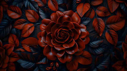 Fototapeta premium Brown And Black Floral Textile