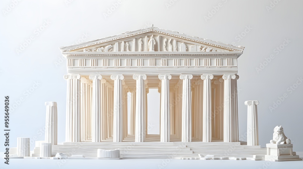 Poster 50. **illustrate a 3d paper cut of the parthenon with its ancient columns and clear space above for 
