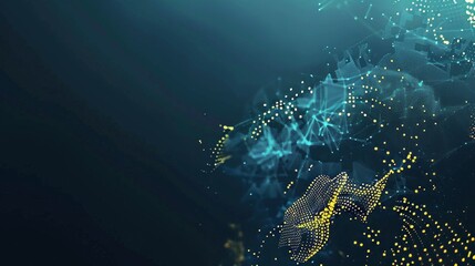 A blue and yellow background with a lot of dots