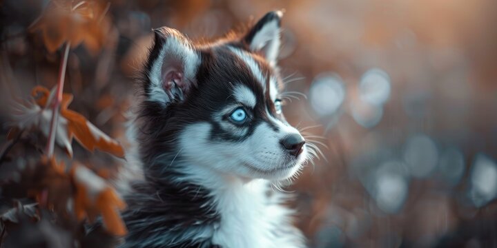 Cute Pomsky Puppy with Bright Blue Eyes The Pomsky is a Designer Breed a Cross between the Siberian Husky and Pomeranian