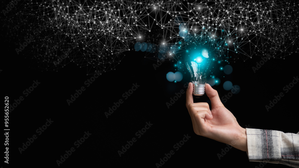 Poster ideas and innovation ,connecting creativity with modern technology , new solutions ,artificial intel
