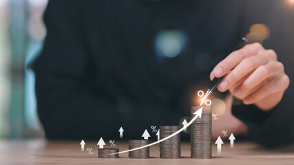 concept interest rates and dividends ,investment growth percentage and interest on deposits...