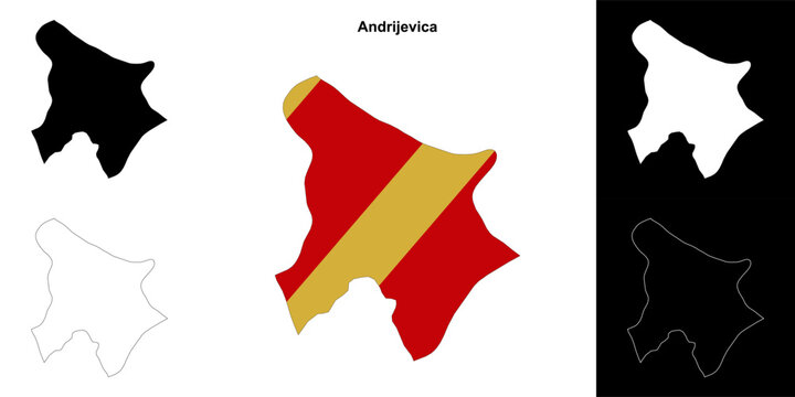 Andrijevica municipality outline map set