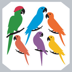 Parrot silhouette vector art illustration, bird parrot logo tropical bird logo icon