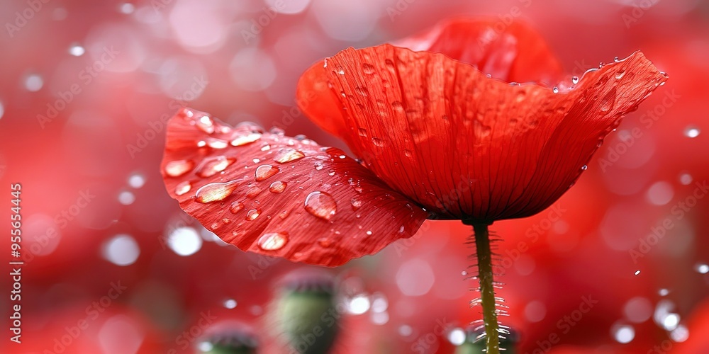 Canvas Prints red poppy in a field close up image with rain drops 7efbb90695f0