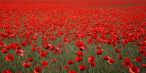 Red poppy flowers on field 