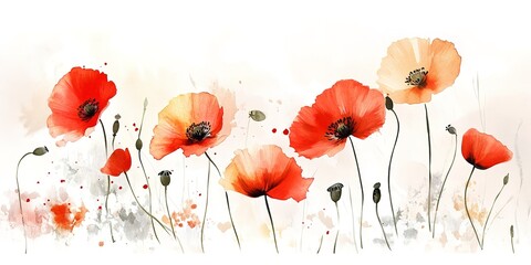 mit poppy kapseln drawing illustration season papaver flower mohnblumen graphic watercolor summer