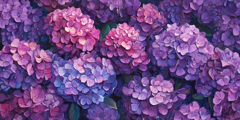 purple hydrangeas blooming 