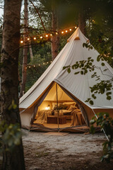 Luxury Glamping, Families enjoying high-end camping experiences with luxury tents and amenities