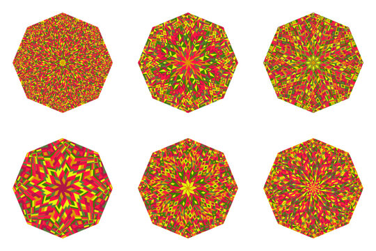 Isolated abstract mosaic octagon polygon collection -  octagonal geometrical vector elements with geometric shapes