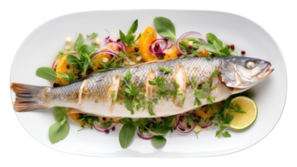 PNG A yummy steamed fish dish animal plate food.