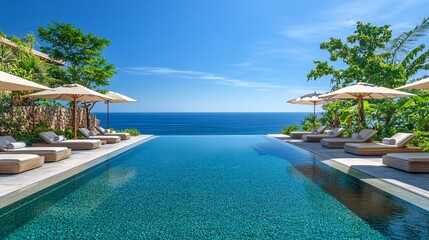 Luxurious Beachside Hotel Pool with Infinity Edge Overlooking Ocean - Perfect Retreat for a Stylish Getaway