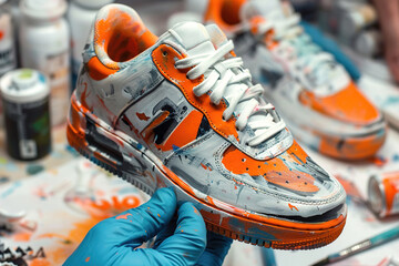 Custom Sneaker Design, Artists hand-painting and customizing sneakers with unique designs