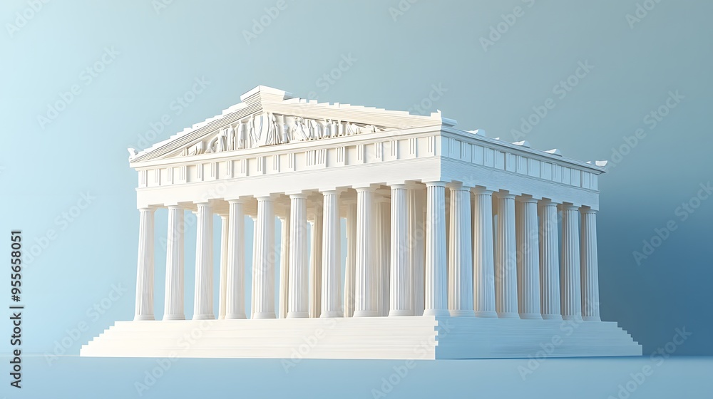 Aufkleber 25. **design a 3d paper cut of the parthenon in athens, showcasing its columns with ample space abov