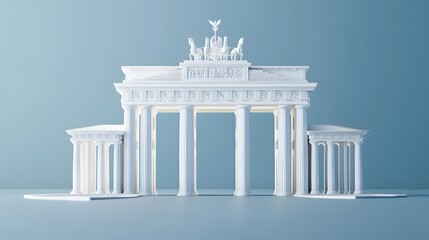 Fototapeta premium 27. **Render a 3D paper cut of the Brandenburg Gate in Berlin, with its neoclassical design and space around it for text.**