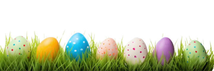 PNG Easter eggs in grass field white background celebration decoration.