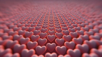 Obraz premium Isolated infinite array of densely packed hearts presented with a shallow depth of field this image is a 3d illustration