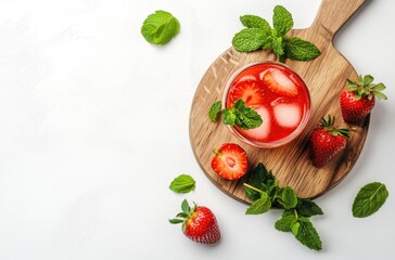 Refreshing Strawberry Drink with Mint