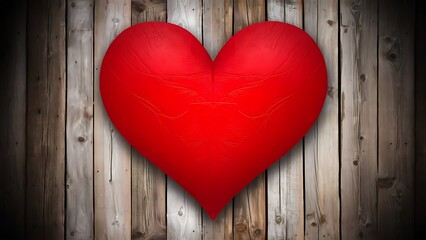 Red heart on wooden background