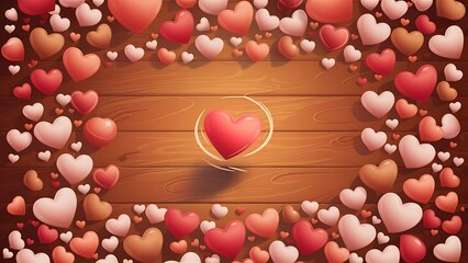 Obraz premium Decorative hearts on wooden background