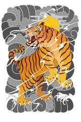 Back piece tiger tattoo design, Japanese style Irezumi tattoo 건대타투 호랑이문신 타투도안