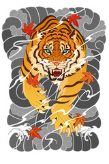Back piece tiger tattoo design, Japanese style Irezumi tattoo 건대타투 호랑이문신 타투도안
