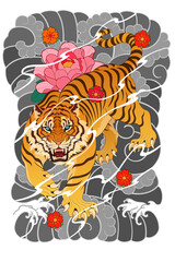 Back piece tiger tattoo design, Japanese style Irezumi tattoo 건대타투 호랑이문신 타투도안