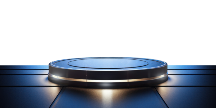 PNG Podium for a new product against the background of blurred lights of the night city architecture skyscraper cityscape.