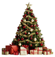 PNG Hristmas tree with gifts and holly around it christmas plant anticipation.