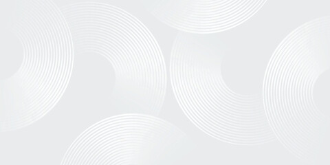 Abstract white glowing geometric lines on gray background. Modern shiny blue circle lines pattern. Futuristic technology concept