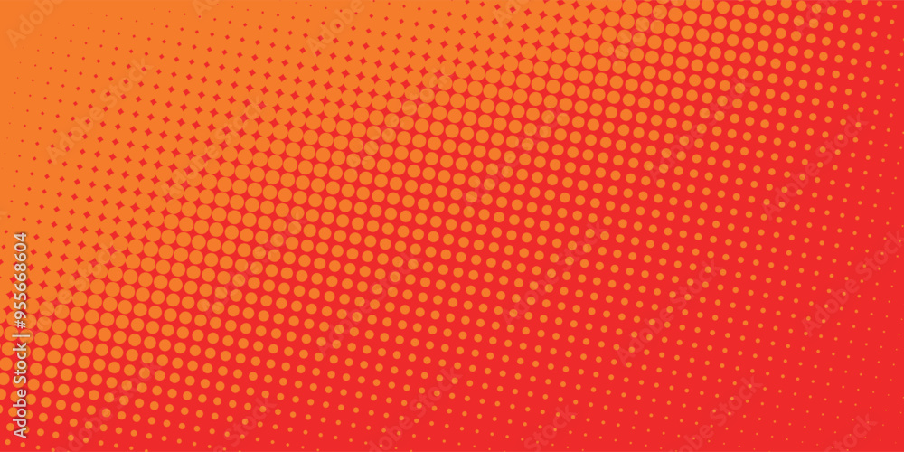 Wall mural dots halftone orange color pattern gradient texture with technology digital background. dots pop art