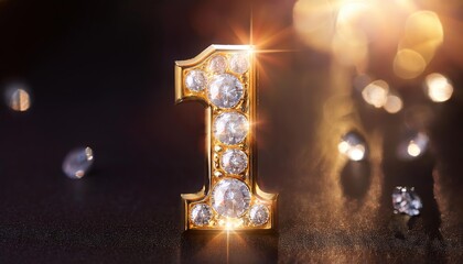 Golden Number One Pendant with Diamonds