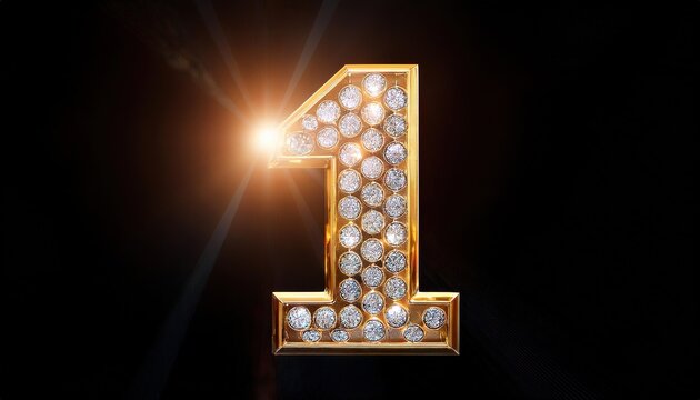 Shiny Golden Number One with Diamonds