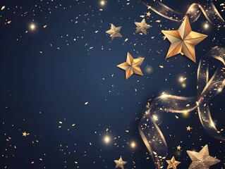 Christmas and New Year festive background.Golden Stars