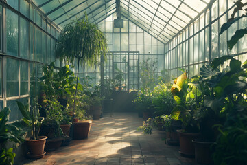 Fototapeta premium Unoccupied Greenhouse: Exploring Potential in Abandoned Plant Sanctuaries