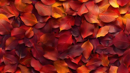 Close-up of a small leaf wall in autumn, warm reds, and golden yellows, intricate textures, perfect for capturing the essence of fall.