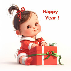 Little Girl with Holiday Gift Box
