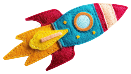 PNG  Colorful felt rocket craft