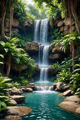 Naklejka premium waterfall in the forest