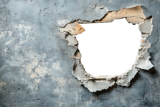 Hole in Concrete Wall: Transparent Cutout. Transparent Hole in a wall. Texture