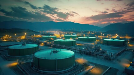 Storage tanks with Hydrogen, Green hydrogen factory concept