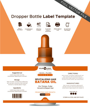 Batana oil ed bottle label template