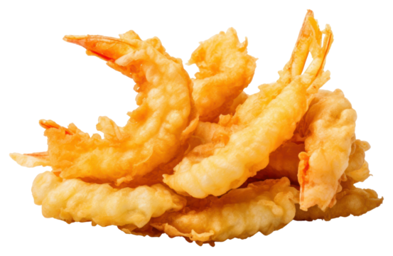 PNG Tempura seafood shrimp white background. - Powered by Adobe