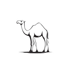 camel in cartoon, doodle style . Image for t-shirt, web, mobile apps and ui. Isolated 2d vector illustration in logo, icon, sketch style, Eps 10, black and white. AI Generative