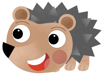 cartoon australian scene with happy and funny echidna hedgehog forest animal isolated on white background illustration for kids